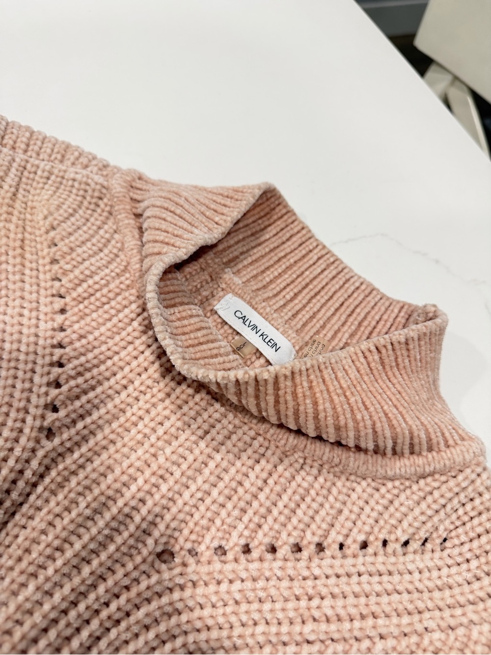 Calvin Klein Blush Pink Ribbed Mock Neck Sweater